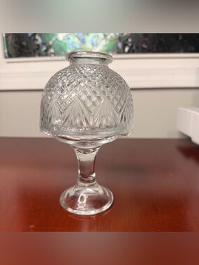 PartyLite Colonial Candle Glass Candle Holder Diamond Pattern Cut Fairy Lamp